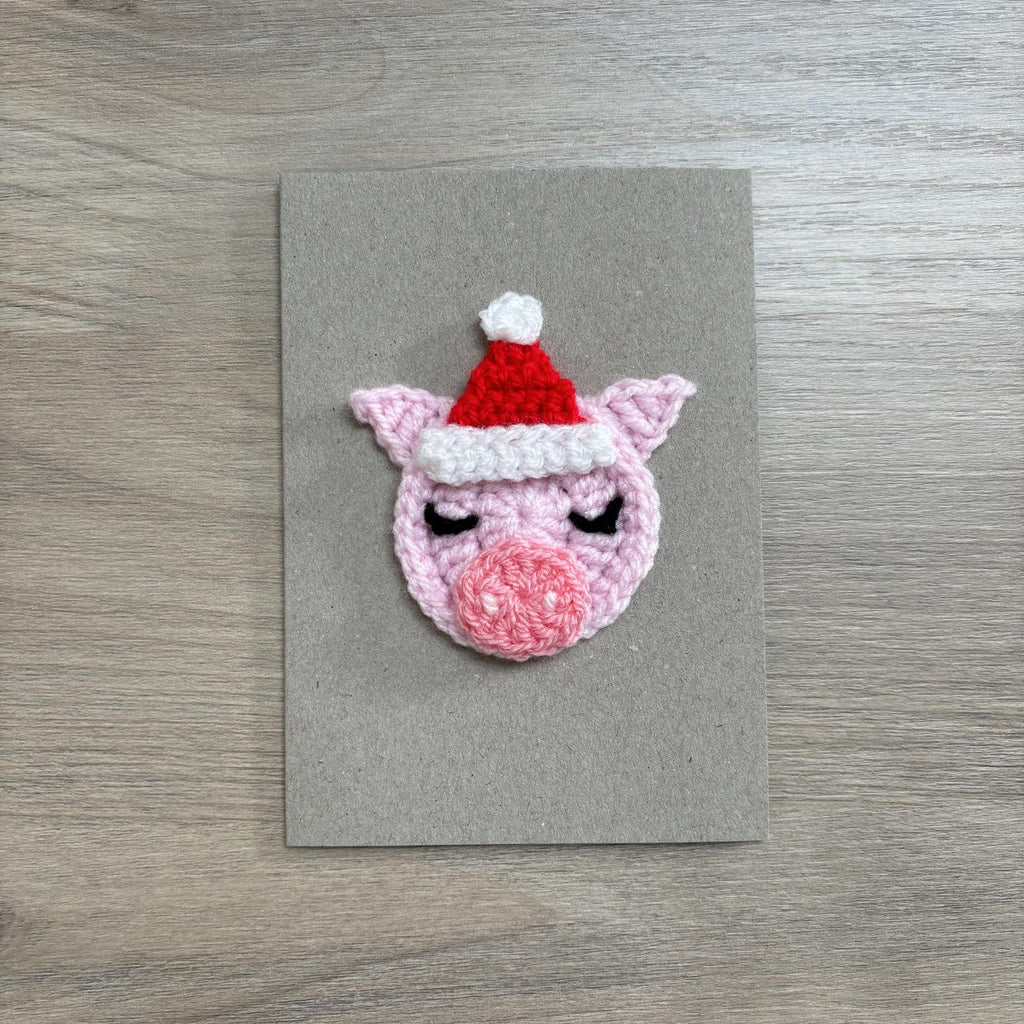 Crochet Christmas Pig 100% Recycled Greetings Card