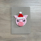 Crochet Christmas Pig 100% Recycled Greetings Card