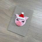 Crochet Christmas Pig 100% Recycled Greetings Card