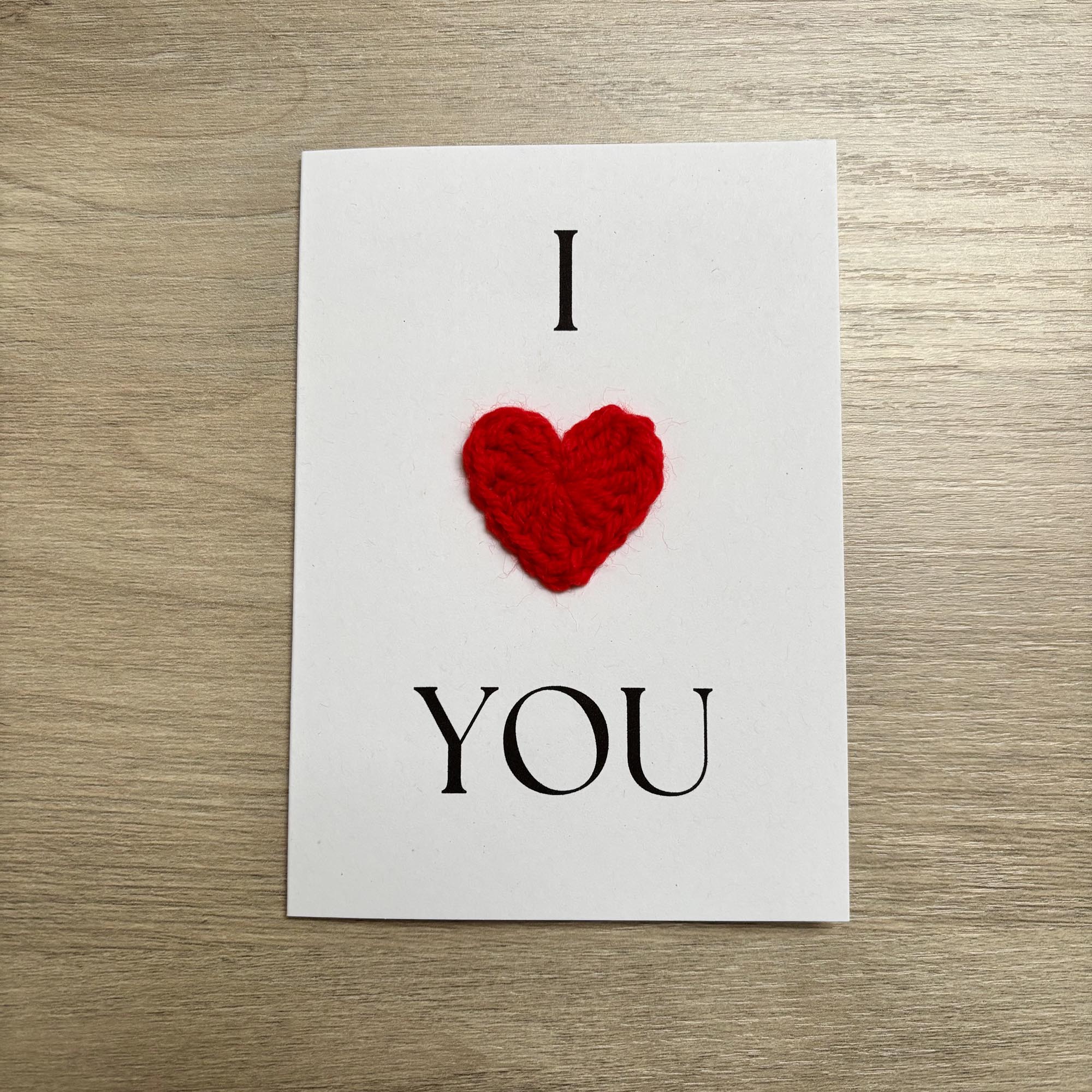 Crochet 'I Heart You' 100% Recycled Valentine's Card A6