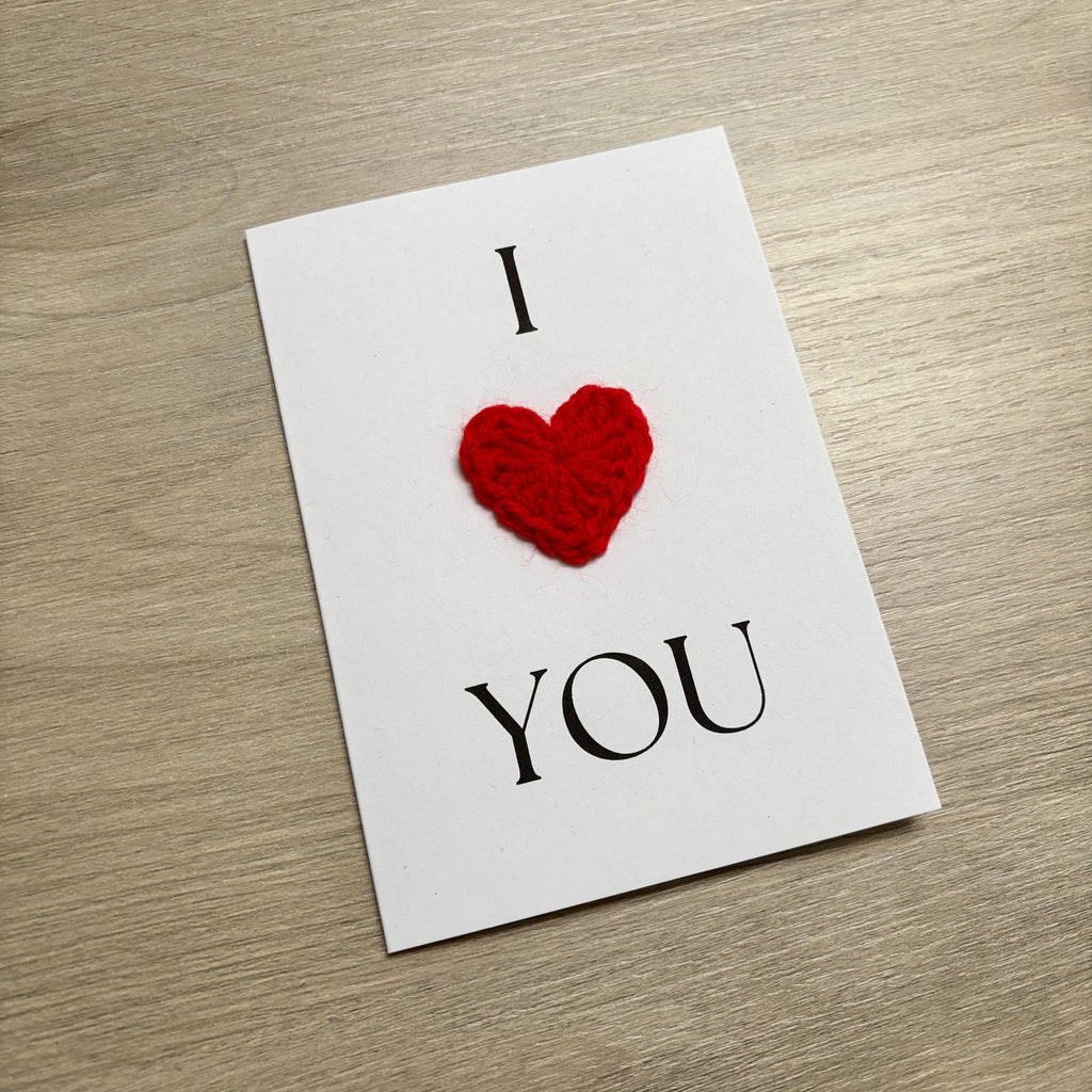 Crochet 'I Heart You' 100% Recycled Valentine's Card A6