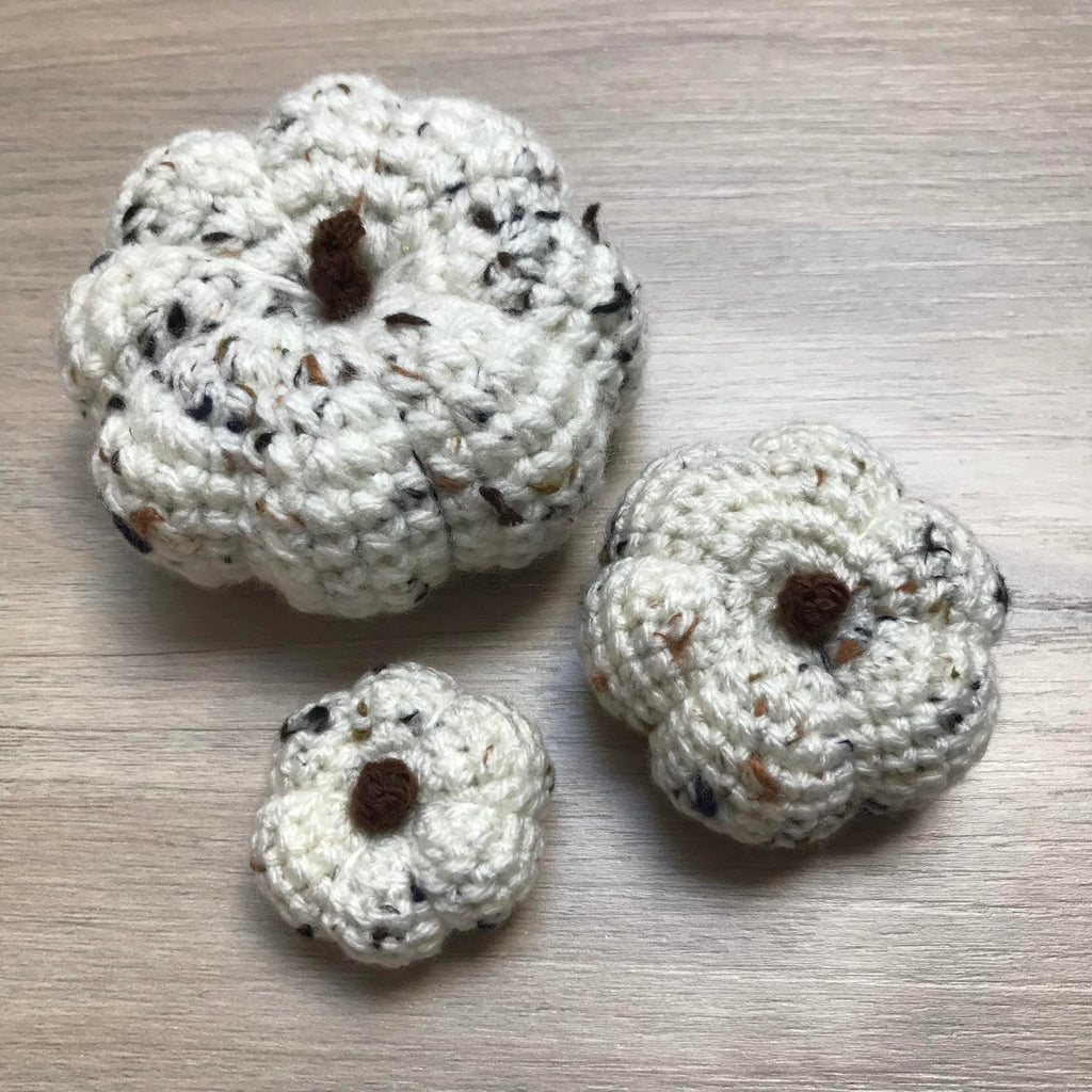Crochet Medium Pumpkin Decoration with Stalk