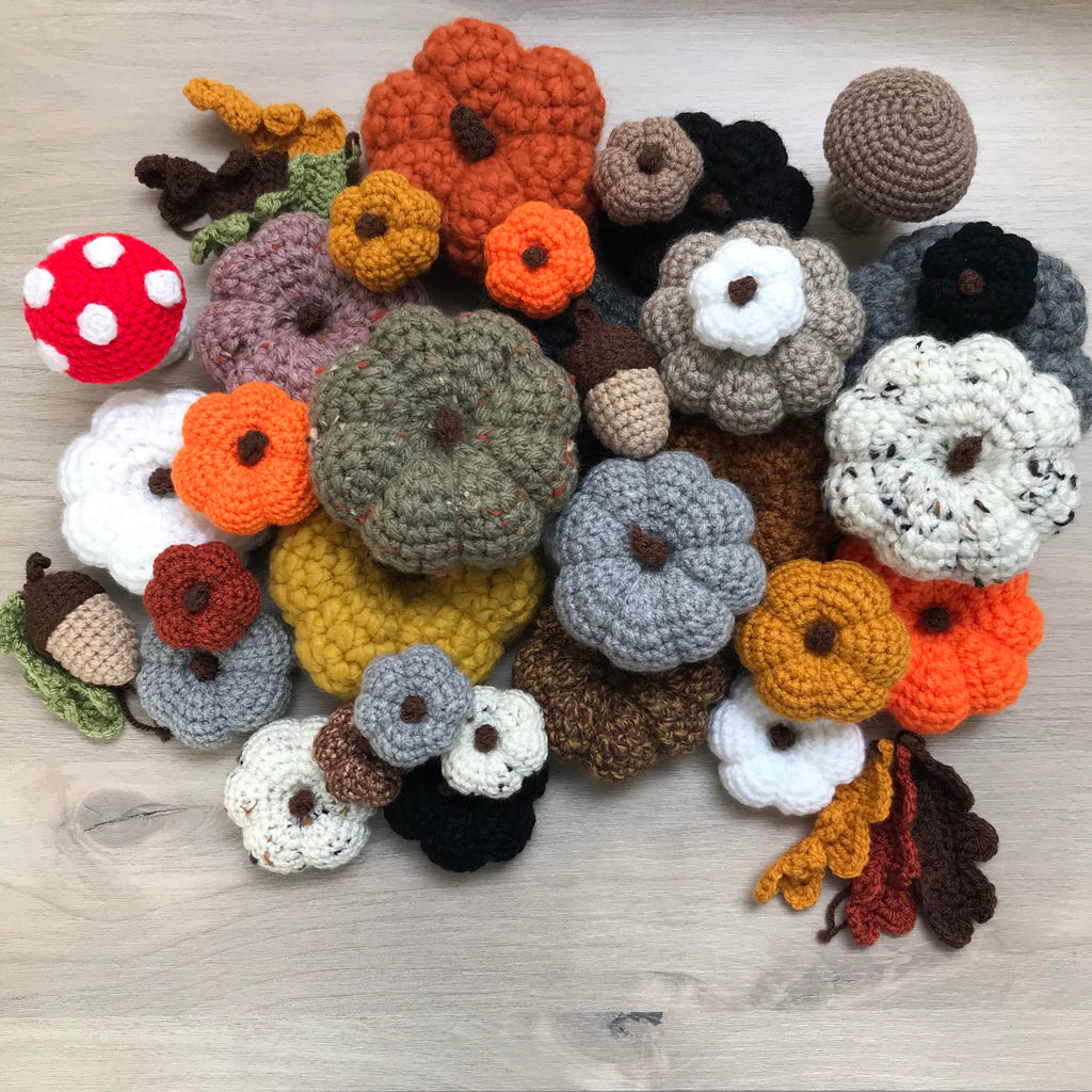 Crochet Medium Pumpkin Decoration with Stalk