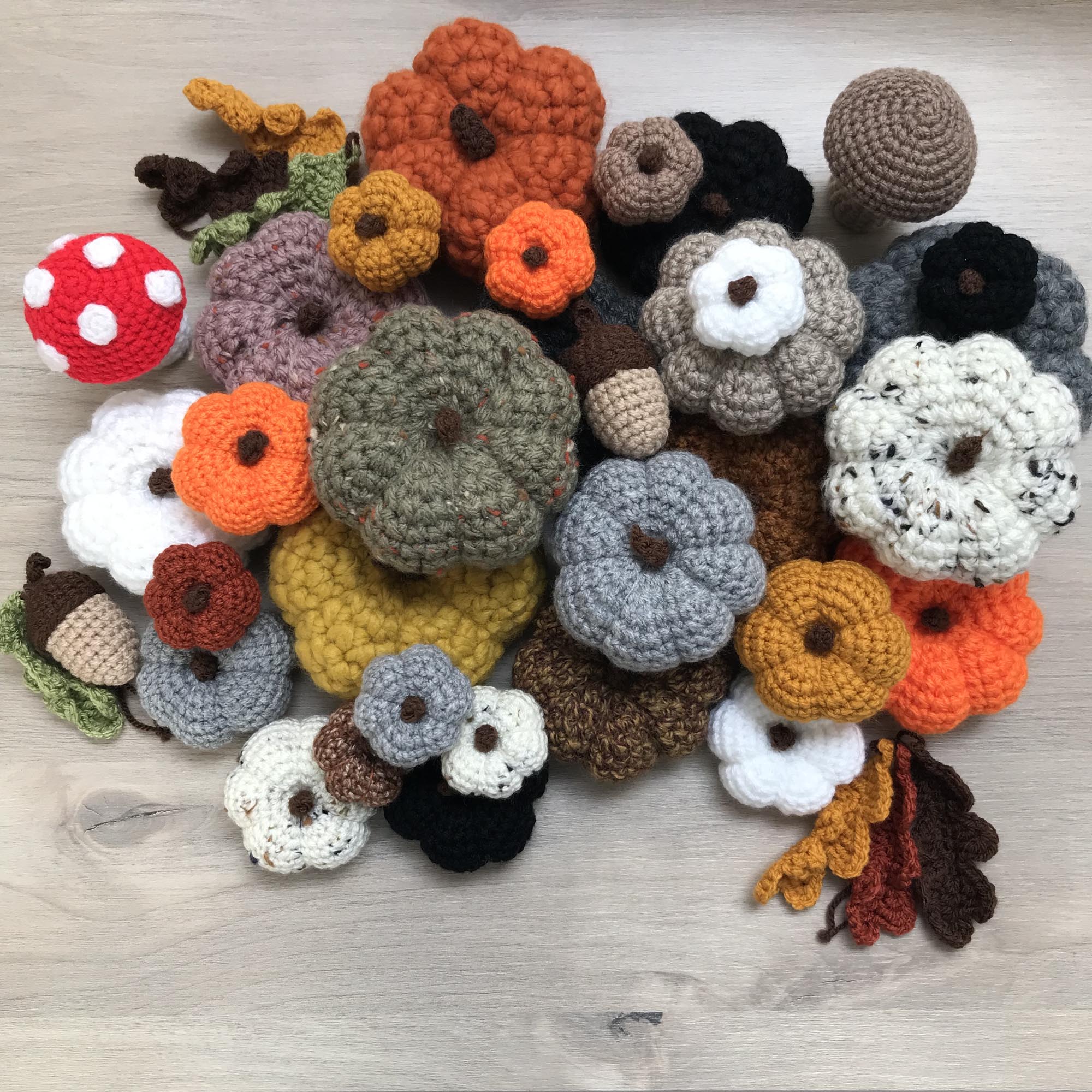 Crochet Medium Pumpkin Decoration with Stalk