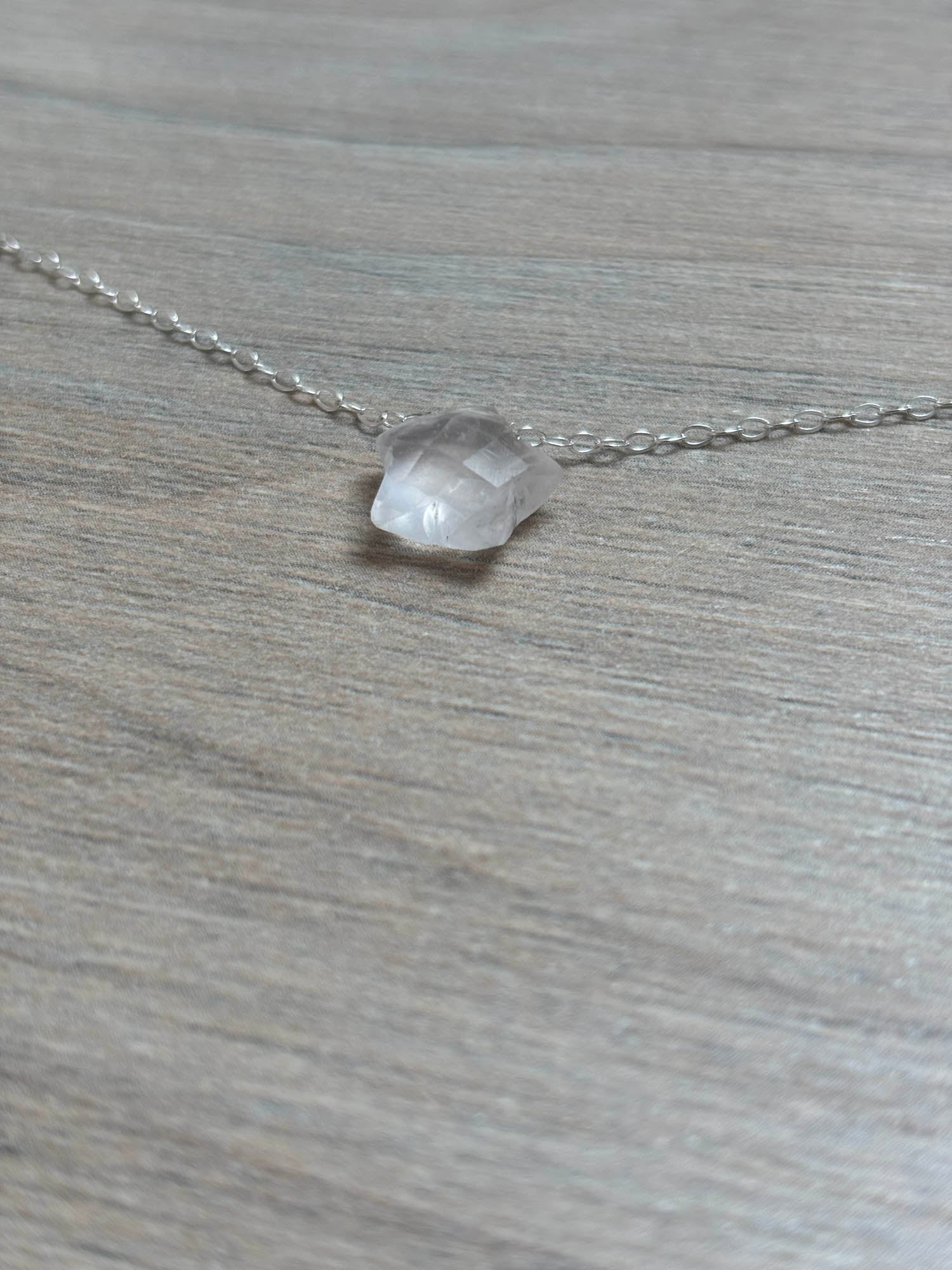 Sterling Silver Rose Quartz Star Bead 16" Necklace
