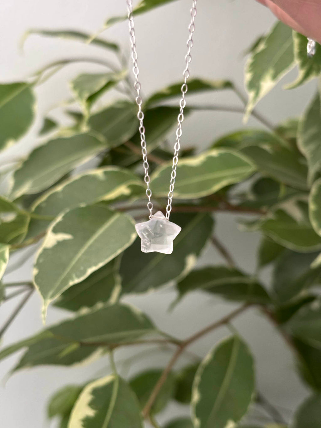 Sterling Silver Rose Quartz Star Bead 16" Necklace