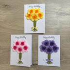 Crochet Yellow Bunch of Flowers Happy Birthday Card - Personalisation Optional