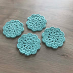 100% Recycled Cotton Crochet Turquoise Coasters - Set of 4
