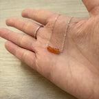 Sterling Silver Medium Carnelian Gemstone Bar 16" Necklace