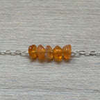 Sterling Silver Medium Carnelian Gemstone Bar 16" Necklace