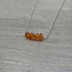 Sterling Silver Medium Carnelian Gemstone Bar 16" Necklace