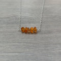 Sterling Silver Medium Carnelian Gemstone Bar 16" Necklace