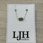 Sterling Silver Small Labradorite Gemstone Bar 16" Necklace