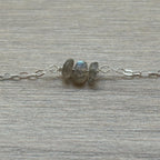 Sterling Silver Small Labradorite Gemstone Bar 16" Necklace
