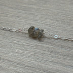 Sterling Silver Small Labradorite Gemstone Bar 16" Necklace