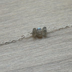 Sterling Silver Small Labradorite Gemstone Bar 16" Necklace
