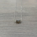 Sterling Silver Small Labradorite Gemstone Bar 16" Necklace