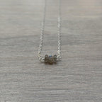 Sterling Silver Small Labradorite Gemstone Bar 16" Necklace