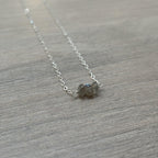 Sterling Silver Small Labradorite Gemstone Bar 16" Necklace