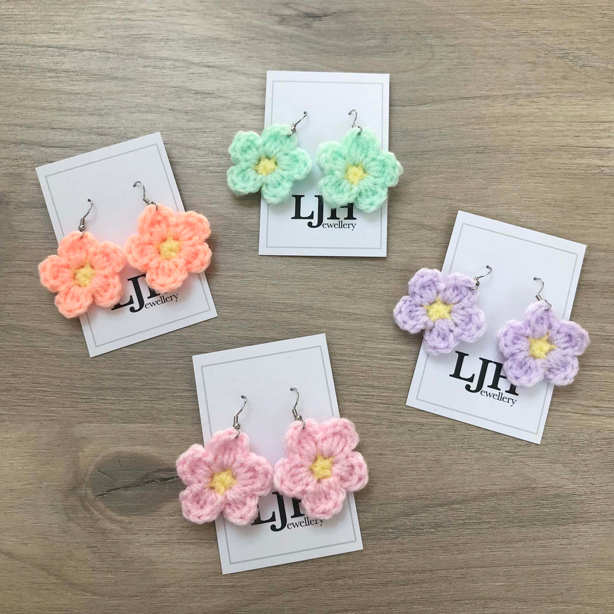 Daisy Crochet Flower Surgical Steel Hook Earrings