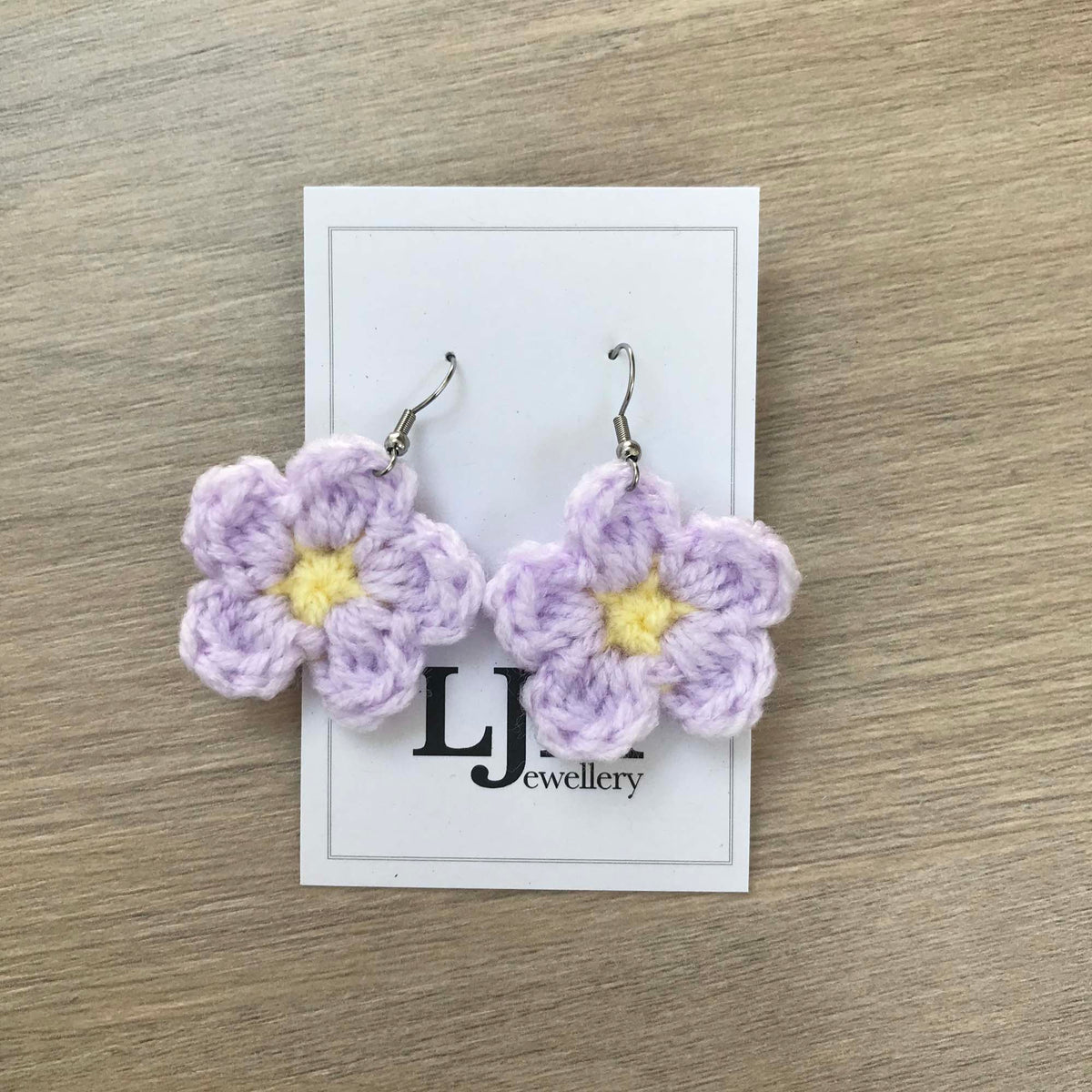 Daisy Crochet Flower Surgical Steel Hook Earrings