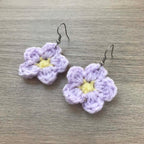 Daisy Crochet Flower Surgical Steel Hook Earrings