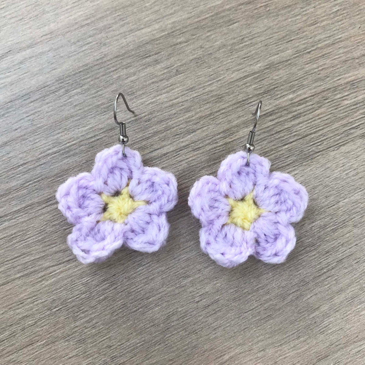 Daisy Crochet Flower Surgical Steel Hook Earrings