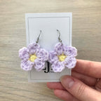 Daisy Crochet Flower Surgical Steel Hook Earrings