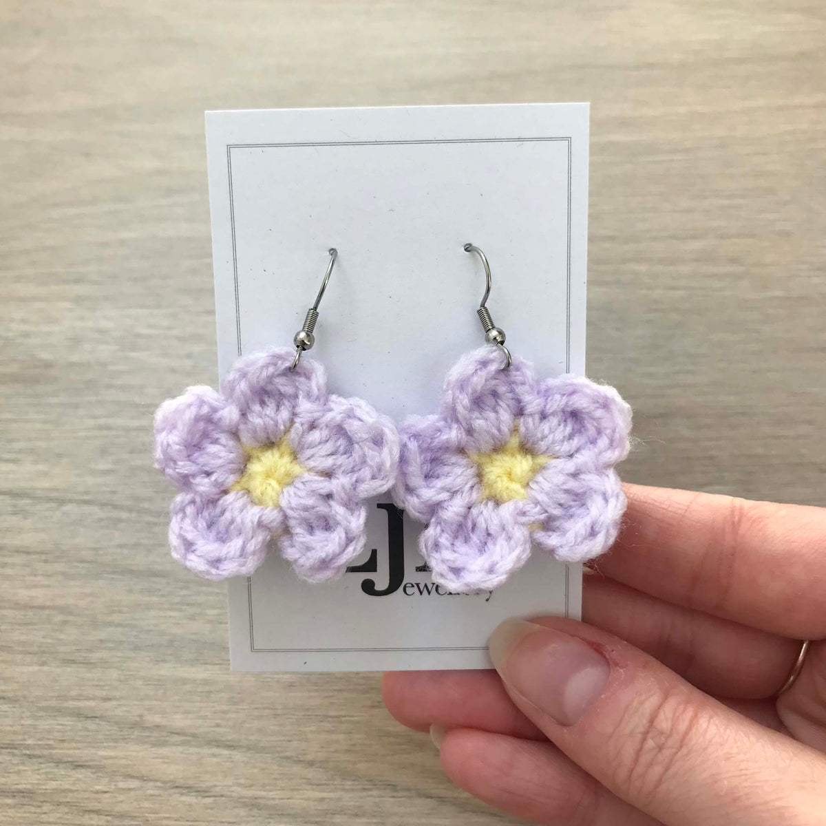 Daisy Crochet Flower Surgical Steel Hook Earrings