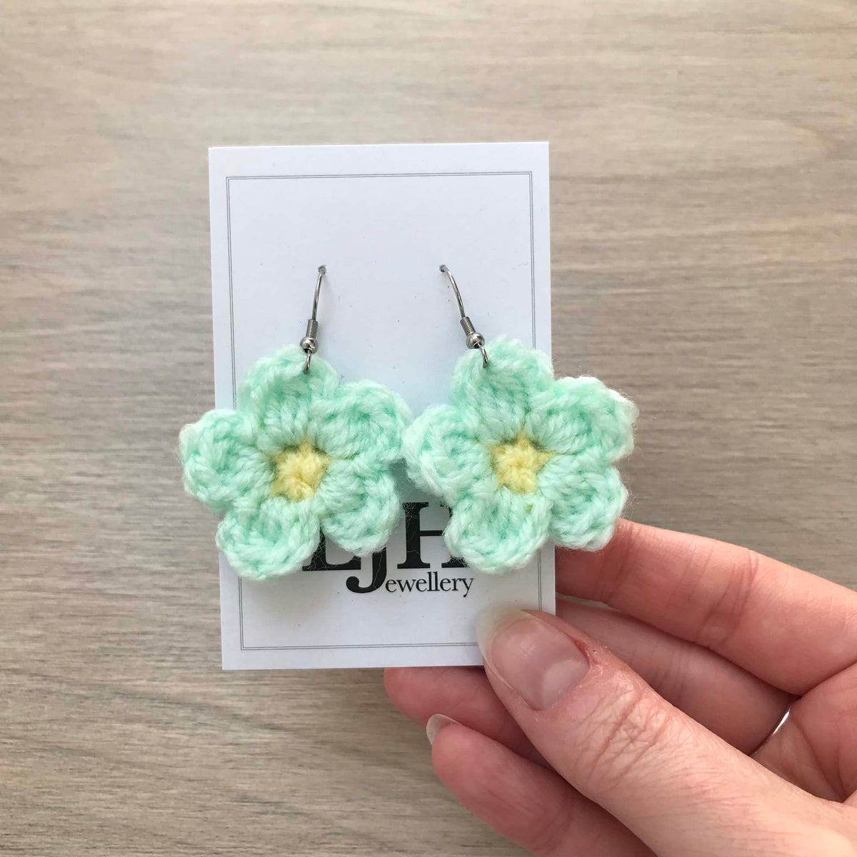 Daisy Crochet Flower Surgical Steel Hook Earrings