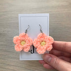 Daisy Crochet Flower Surgical Steel Hook Earrings