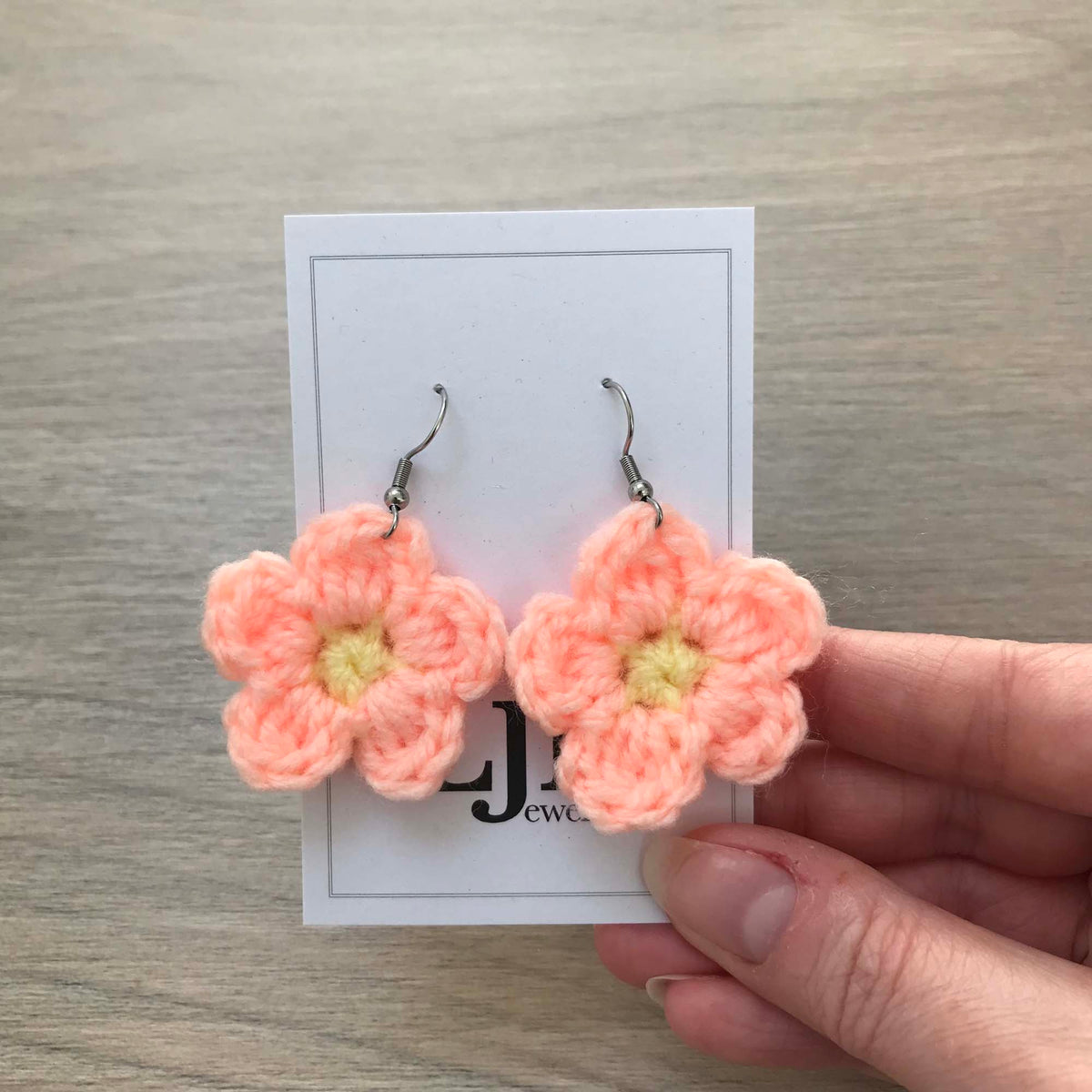 Daisy Crochet Flower Surgical Steel Hook Earrings