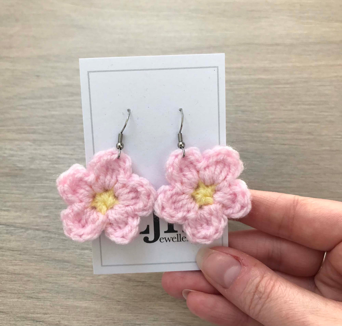 Daisy Crochet Flower Surgical Steel Hook Earrings